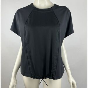 Lululemon Tied to Motion Short‎ Sleeve Top Women 10? EUC Stretch Gym Round Neck